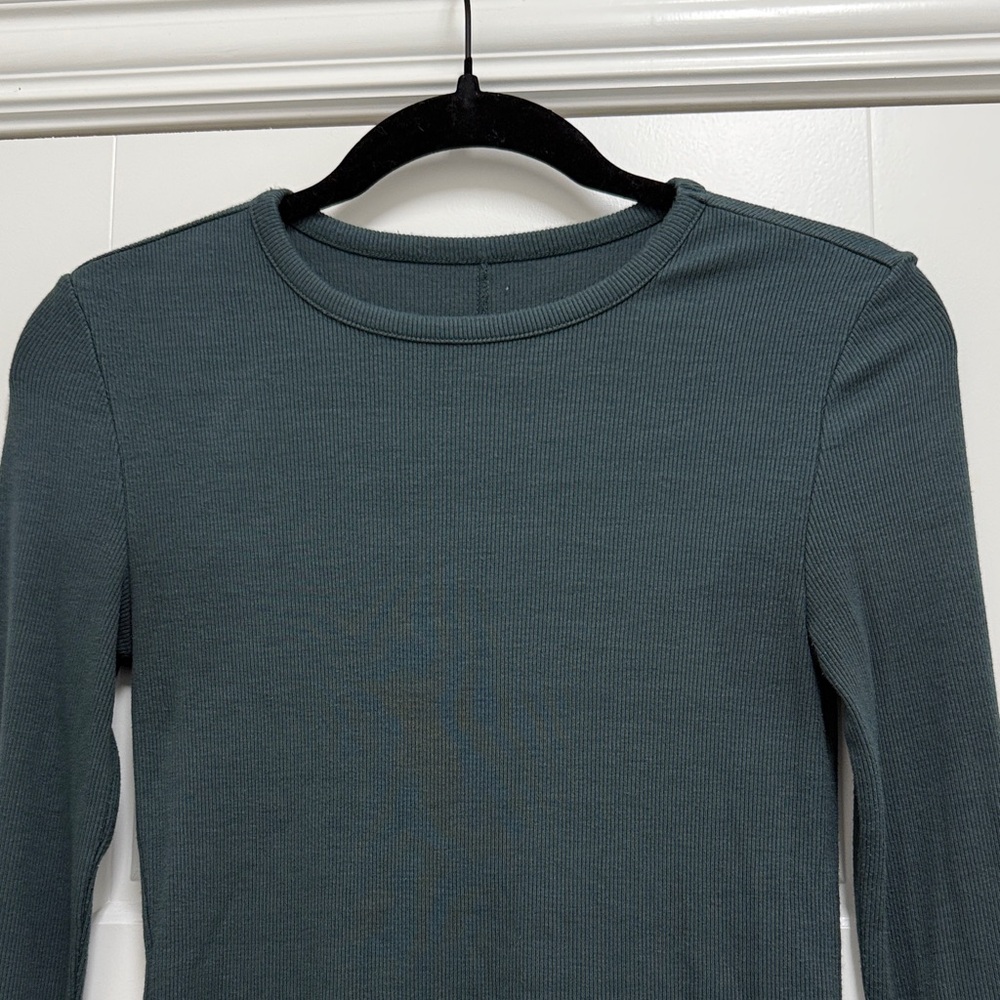 Nuuds Long Sleeve Crewneck Top in Dark Green - Picture 2 of 7